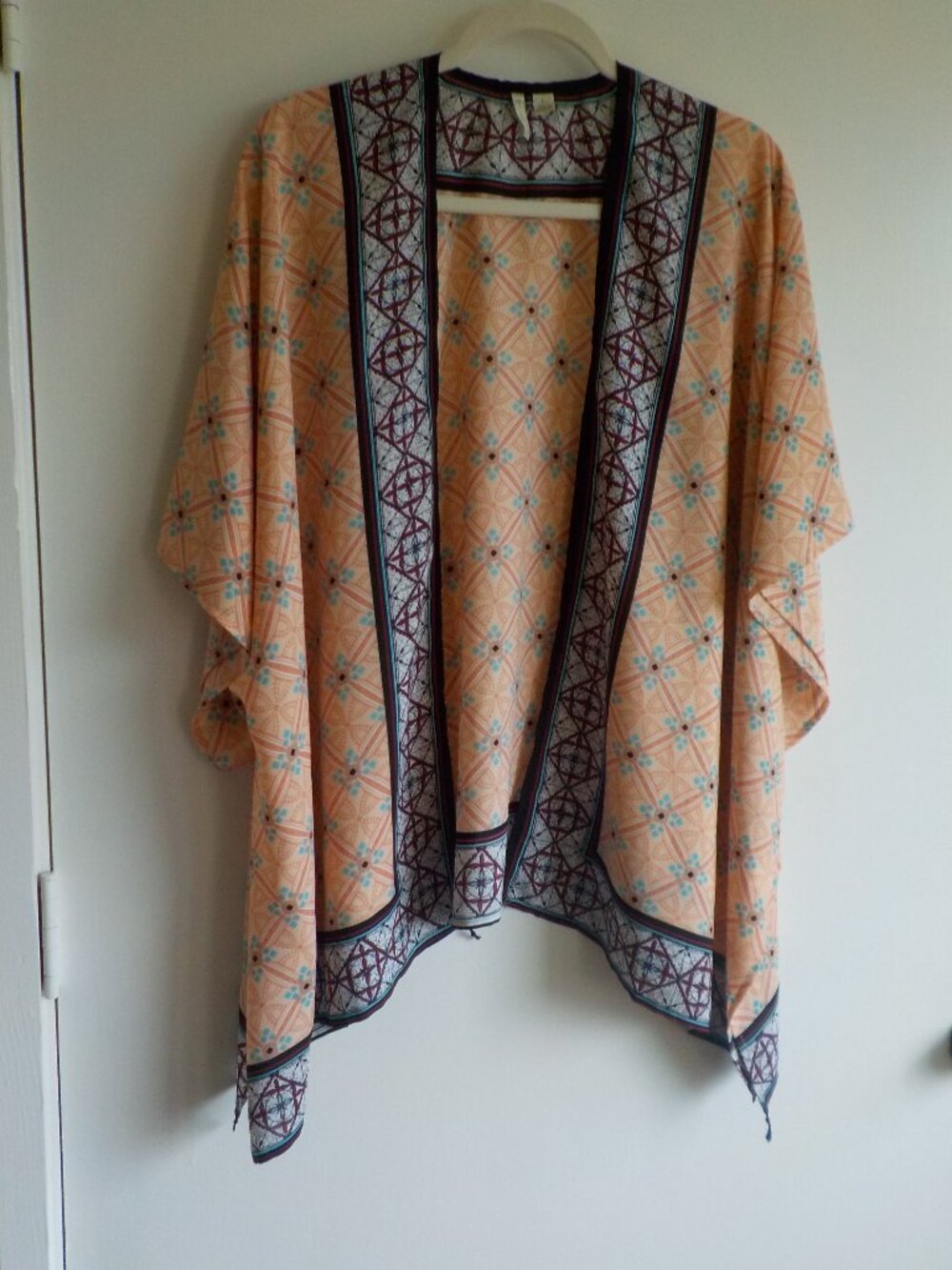 C. est 1946 Kimono Duster Coverup - Large - Ovesized Peach Blue (2236)